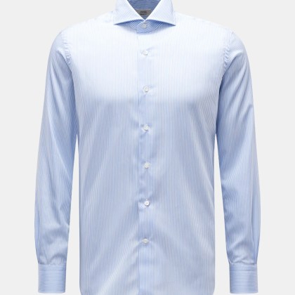 Gherardi - Herren - Casual Hemd Haifisch-Kragen hellblau/weiß gestreift Gherardi - Herren - Casual Hemd Haifisch-Kragen hellblau/weiß gestreift