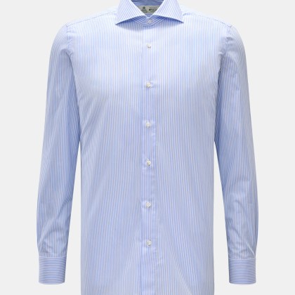 Borrelli - Herren - Business Hemd %27Nando%27 Haifisch-Kragen hellblau/weiß gestreift Borrelli - Herren - Business Hemd %27Nando%27 Haifisch-Kragen hellblau/weiß gestreift