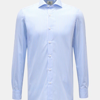 Borrelli - Herren - Business Hemd %27Nando%27 Haifisch-Kragen hellblau/weiß gestreift Borrelli - Herren - Business Hemd %27Nando%27 Haifisch-Kragen hellblau/weiß gestreift