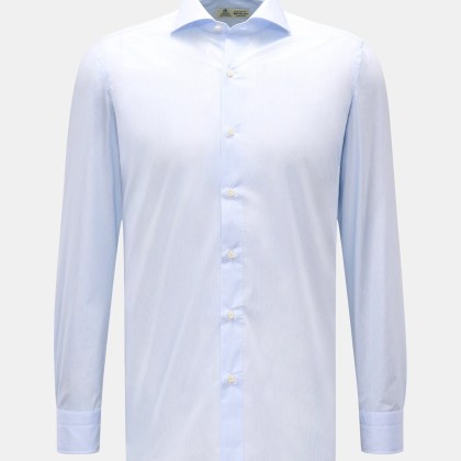 Borrelli - Herren - Business Hemd %27Nando%27 Haifisch-Kragen hellblau/weiß gestreift Borrelli - Herren - Business Hemd %27Nando%27 Haifisch-Kragen hellblau/weiß gestreift