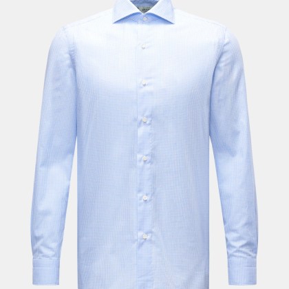 Borrelli - Herren - Business Hemd %27Nando%27 Haifisch-Kragen weiß/blau kariert Borrelli - Herren - Business Hemd %27Nando%27 Haifisch-Kragen weiß/blau kariert