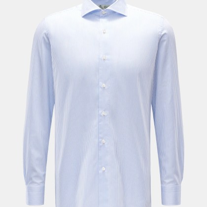 Borrelli - Herren - Business Hemd %27Nando%27 Haifisch-Kragen weiß/blau gestreift Borrelli - Herren - Business Hemd %27Nando%27 Haifisch-Kragen weiß/blau gestreift