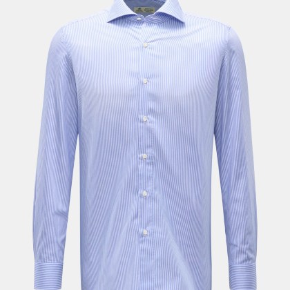 Borrelli - Herren - Business Hemd %27Nando%27 Haifisch-Kragen blau/weiß gestreift Borrelli - Herren - Business Hemd %27Nando%27 Haifisch-Kragen blau/weiß gestreift