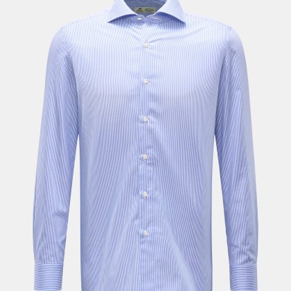 Borrelli - Herren - Business Hemd %27Nando%27 Haifisch-Kragen blau/weiß gestreift Borrelli - Herren - Business Hemd %27Nando%27 Haifisch-Kragen blau/weiß gestreift