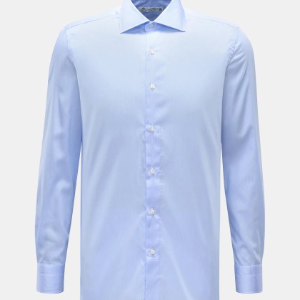 Borrelli - Herren - Business Hemd %27Luciano%27 Haifisch-Kragen hellblau/weiß gestreift Borrelli - Herren - Business Hemd %27Luciano%27 Haifisch-Kragen hellblau/weiß gestreift