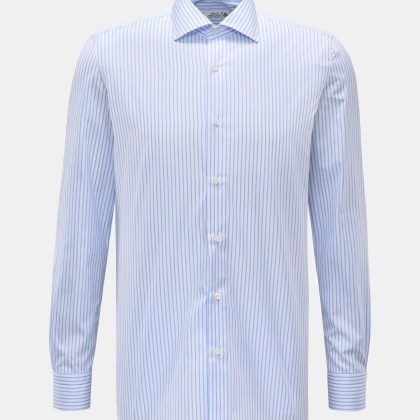 Borrelli - Herren - Business Hemd %27Luciano%27 Haifisch-Kragen weiß/hellblau gestreift Borrelli - Herren - Business Hemd %27Luciano%27 Haifisch-Kragen weiß/hellblau gestreift