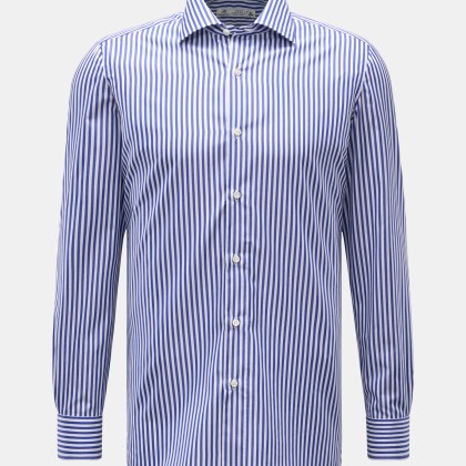 Borrelli - Herren - Business Hemd %27Luciano%27 Haifisch-Kragen weiß/dunkelblau gestreift Borrelli - Herren - Business Hemd %27Luciano%27 Haifisch-Kragen weiß/dunkelblau gestreift