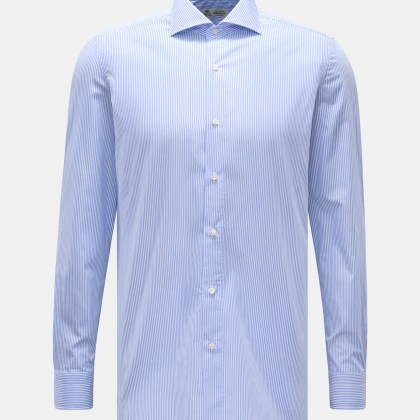 Borrelli - Herren - Business Hemd %27Nando%27 Haifisch-Kragen blau/weiß gestreift Borrelli - Herren - Business Hemd %27Nando%27 Haifisch-Kragen blau/weiß gestreift