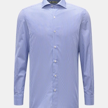 Borrelli - Herren - Business Hemd %27Nando%27 Haifisch-Kragen dunkelblau/weiß gestreift Borrelli - Herren - Business Hemd %27Nando%27 Haifisch-Kragen dunkelblau/weiß gestreift