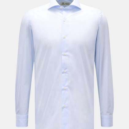 Borrelli - Herren - Business Hemd %27Nando%27 Haifisch-Kragen hellblau/weiß gestreift Borrelli - Herren - Business Hemd %27Nando%27 Haifisch-Kragen hellblau/weiß gestreift