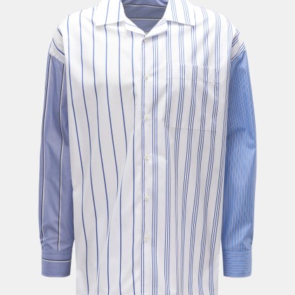 JW Anderson - Herren - Casual Hemd Kubanischer Kragen navy/rauchblau/weiß gestreift JW Anderson - Herren - Casual Hemd Kubanischer Kragen navy/rauchblau/weiß gestreift