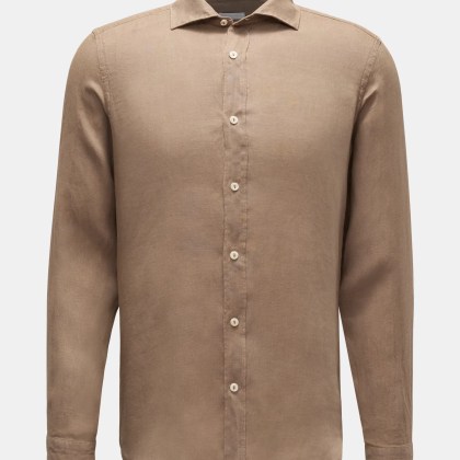 BRAUN Hamburg Essentials - Herren - Leinenhemd Haifisch-Kragen braun BRAUN Hamburg Essentials - Herren - Leinenhemd Haifisch-Kragen braun