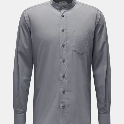 Weber+Weber - Herren - Casual Hemd %27Vintage Popeline Collar Shirt%27 Grandad-Kragen grau Weber+Weber - Herren - Casual Hemd %27Vintage Popeline Collar Shirt%27 Grandad-Kragen grau
