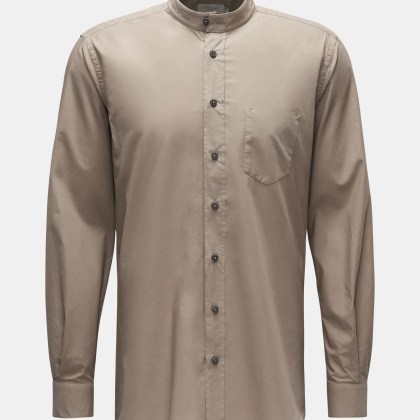 Weber+Weber - Herren - Casual Hemd %27Vintage Popeline Collar Shirt%27 Grandad-Kragen khaki Weber+Weber - Herren - Casual Hemd %27Vintage Popeline Collar Shirt%27 Grandad-Kragen khaki