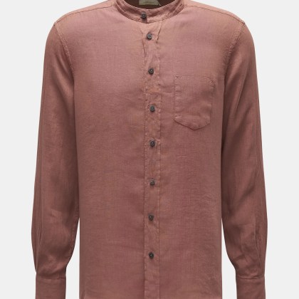 Weber+Weber - Herren - Leinenhemd %27Linen Collar Shirt%27 Grandad-Kragen altrosa Weber+Weber - Herren - Leinenhemd %27Linen Collar Shirt%27 Grandad-Kragen altrosa