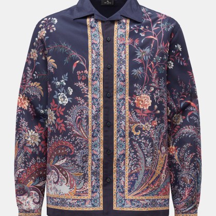 Etro - Herren - Casual Hemd Kubanischer Kragen navy/gelb/rot gemustert Etro - Herren - Casual Hemd Kubanischer Kragen navy/gelb/rot gemustert