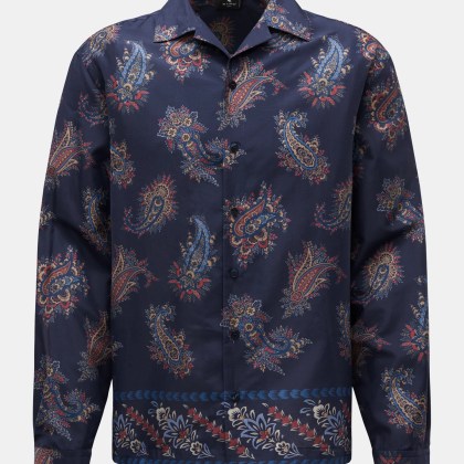Etro - Herren - Casual Hemd Kubanischer Kragen navy/beige/rotbraun gemustert Etro - Herren - Casual Hemd Kubanischer Kragen navy/beige/rotbraun gemustert