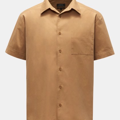 A.P.C. - Herren - Kurzarmhemd schmaler Kragen hellbraun A.P.C. - Herren - Kurzarmhemd schmaler Kragen hellbraun