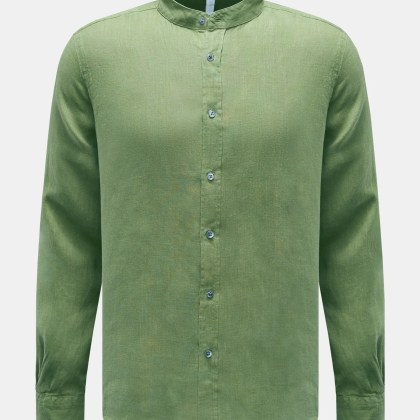04651/ A trip in a bag - Herren - Leinenhemd %27Linen Guru%27 Grandad-Kragen grün 04651/ A trip in a bag - Herren - Leinenhemd %27Linen Guru%27 Grandad-Kragen grün