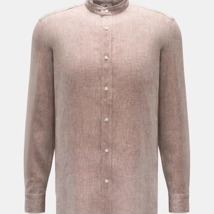 Giampaolo - Herren - Leinenhemd Grandad-Kragen braun Giampaolo - Herren - Leinenhemd Grandad-Kragen braun
