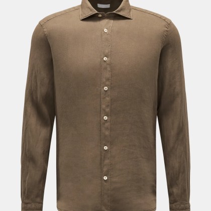 BRAUN Hamburg Essentials - Herren - Leinenhemd Haifisch-Kragen braun BRAUN Hamburg Essentials - Herren - Leinenhemd Haifisch-Kragen braun