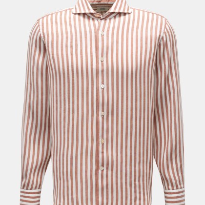 Gherardi - Herren - Casual Hemd Haifisch-Kragen braun/offwhite gestreift Gherardi - Herren - Casual Hemd Haifisch-Kragen braun/offwhite gestreift