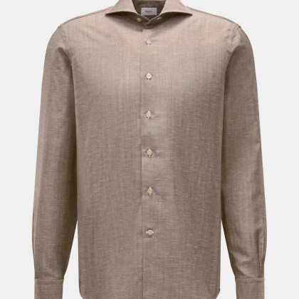 BRAUN Hamburg - Herren - Leinenhemd Haifisch-Kragen graubraun BRAUN Hamburg - Herren - Leinenhemd Haifisch-Kragen graubraun