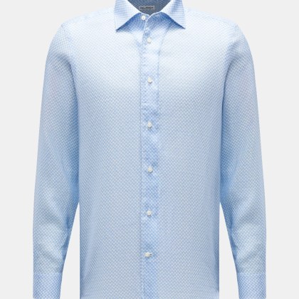 Eddy Monetti - Herren - Leinenhemd Kent-Kragen hellblau/weiß gemustert Eddy Monetti - Herren - Leinenhemd Kent-Kragen hellblau/weiß gemustert