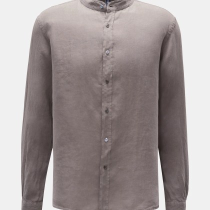 04651/ A trip in a bag - Herren - Leinenhemd %27Linen Guru%27 Grandad-Kragen dunkelgrau 04651/ A trip in a bag - Herren - Leinenhemd %27Linen Guru%27 Grandad-Kragen dunkelgrau