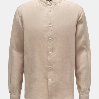 04651/ A trip in a bag - Herren - Leinenhemd %27Linen Guru%27 Grandad-Kragen beige 04651/ A trip in a bag - Herren - Leinenhemd %27Linen Guru%27 Grandad-Kragen beige