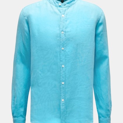 04651/ A trip in a bag - Herren - Leinenhemd %27Linen Guru%27 Grandad-Kragen türkis 04651/ A trip in a bag - Herren - Leinenhemd %27Linen Guru%27 Grandad-Kragen türkis