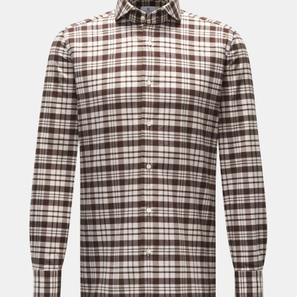 Giampaolo - Herren - Casual Hemd Haifisch-Kragen braun/weiß kariert Giampaolo - Herren - Casual Hemd Haifisch-Kragen braun/weiß kariert