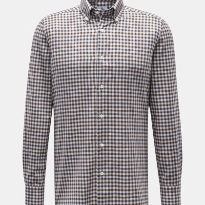 Giampaolo - Herren - Casual Hemd Button-Down-Kragen navy/braun/weiß kariert Giampaolo - Herren - Casual Hemd Button-Down-Kragen navy/braun/weiß kariert