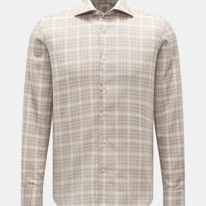 Gherardi - Herren - Casual Hemd Haifisch-Kragen offwhite/beige/grau kariert Gherardi - Herren - Casual Hemd Haifisch-Kragen offwhite/beige/grau kariert