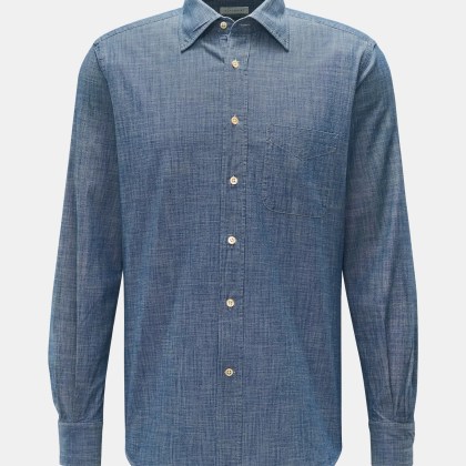 Glanshirt - Herren - Casual Hemd schmaler Kragen rauchblau Glanshirt - Herren - Casual Hemd schmaler Kragen rauchblau
