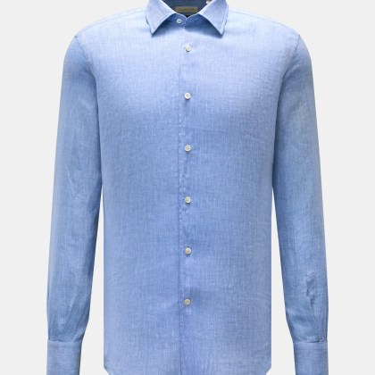 Glanshirt - Herren - Leinenhemd schmaler Kragen blau/weiß meliert Glanshirt - Herren - Leinenhemd schmaler Kragen blau/weiß meliert