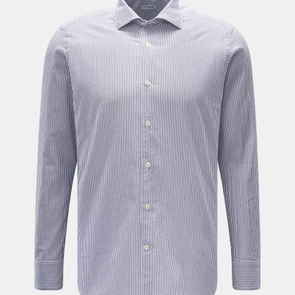 von Braun - Herren - Casual Hemd Haifisch-Kragen dunkelblau/weiß gestreift von Braun - Herren - Casual Hemd Haifisch-Kragen dunkelblau/weiß gestreift