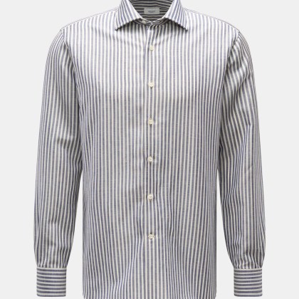 Gherardi - Herren - Casual Hemd Haifisch-Kragen dunkelblau/offwhite gestreift Gherardi - Herren - Casual Hemd Haifisch-Kragen dunkelblau/offwhite gestreift