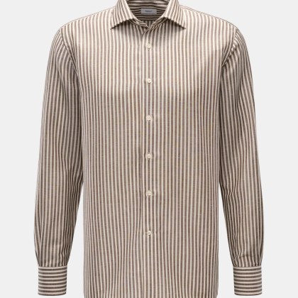 Gherardi - Herren - Casual Hemd Haifisch-Kragen dunkelbraun/creme gestreift Gherardi - Herren - Casual Hemd Haifisch-Kragen dunkelbraun/creme gestreift