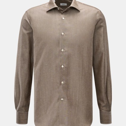 Gherardi - Herren - Casual Hemd Haifisch-Kragen braun meliert Gherardi - Herren - Casual Hemd Haifisch-Kragen braun meliert