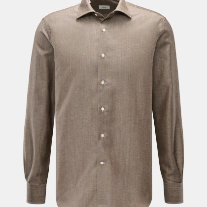 Gherardi - Herren - Casual Hemd Haifisch-Kragen braun meliert Gherardi - Herren - Casual Hemd Haifisch-Kragen braun meliert