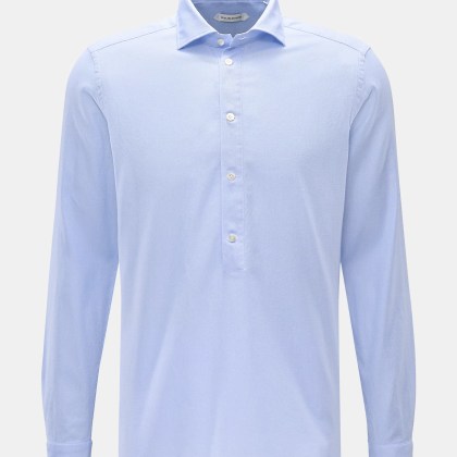Guglielminotti - Herren - Piqué Popover-Hemd Haifisch-Kragen hellblau Guglielminotti - Herren - Piqué Popover-Hemd Haifisch-Kragen hellblau