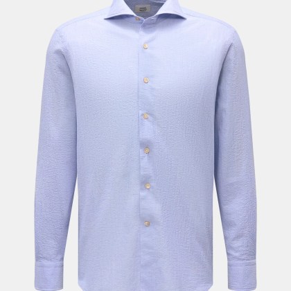 Gherardi - Herren - Seersucker-Hemd Haifisch-Kragen rauchblau Gherardi - Herren - Seersucker-Hemd Haifisch-Kragen rauchblau