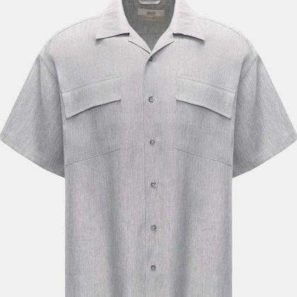 Marco Pescarolo - Herren - Kurzarmhemd Kubanischer Kragen grau meliert Marco Pescarolo - Herren - Kurzarmhemd Kubanischer Kragen grau meliert