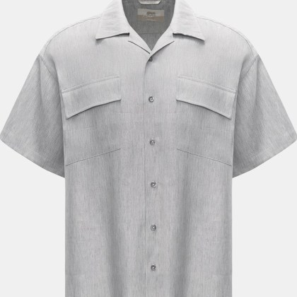 Marco Pescarolo - Herren - Kurzarmhemd Kubanischer Kragen grau meliert Marco Pescarolo - Herren - Kurzarmhemd Kubanischer Kragen grau meliert