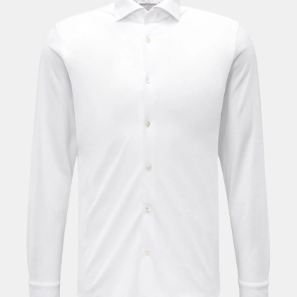 Stefan Brandt - Herren - Jersey-Hemd %27Otis%27 Haifisch-Kragen weiß Stefan Brandt - Herren - Jersey-Hemd %27Otis%27 Haifisch-Kragen weiß