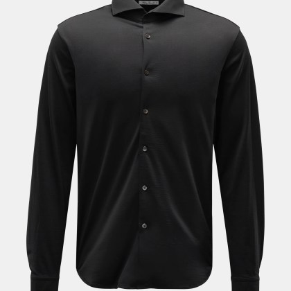 Stefan Brandt - Herren - Jersey-Hemd %27Otis%27 Haifisch-Kragen schwarz Stefan Brandt - Herren - Jersey-Hemd %27Otis%27 Haifisch-Kragen schwarz