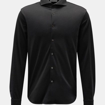 Stefan Brandt - Herren - Jersey-Hemd %27Otis%27 Haifisch-Kragen schwarz Stefan Brandt - Herren - Jersey-Hemd %27Otis%27 Haifisch-Kragen schwarz