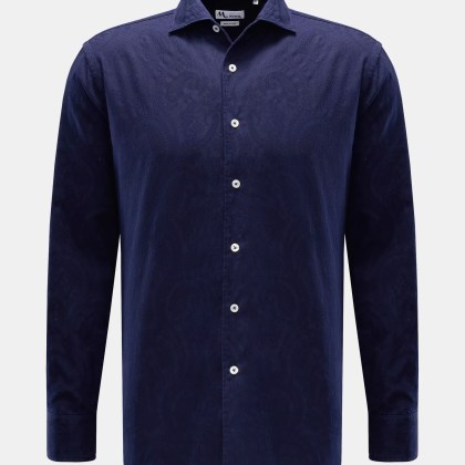 Doppiaa - Herren - Jacquard-Hemd %27Aannacapri%27 Haifisch-Kragen dunkelblau gemustert Doppiaa - Herren - Jacquard-Hemd %27Aannacapri%27 Haifisch-Kragen dunkelblau gemustert