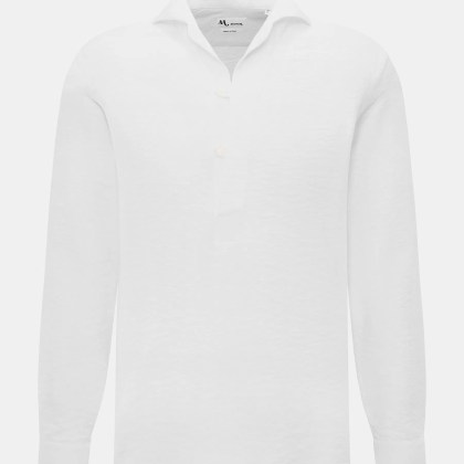 Doppiaa - Herren - Popover-Hemd %27Aapiero%27 Haifisch-Kragen weiß Doppiaa - Herren - Popover-Hemd %27Aapiero%27 Haifisch-Kragen weiß